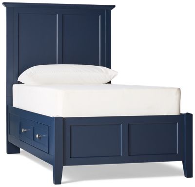 Grace Youth Twin Storage Bed - High Paneled Headboard - Four Side Drawers - Transitional Style