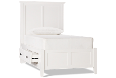Grace Youth Twin Storage Bed - High Paneled Headboard - Four Side Drawers - Transitional Style