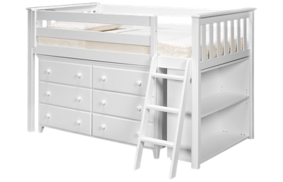 Windsor Twin Loft Bed with Dresser and Bookcase
