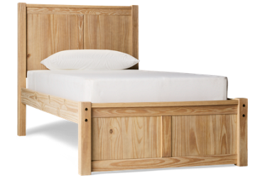 Sandstone Twin Platform Bed - Elegant Paneled Design - Natural Wood Finish - Sturdy Square Legs