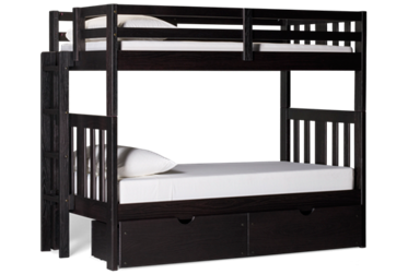 Ebony Twin Over Twin Bunk Bed with Storage