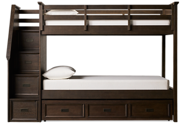 Hanover Twin Over Twin Bunk Bed - Stairs - Built-In Storage Drawers - Under Bed Trundle