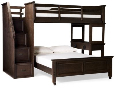 Hanover Twin Over Full Loft Bed - Multifunctional Design - Stairs With Storage Drawers - Built-in Desk