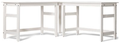 Coastal Corner Desk - Solid Pine - Trestle Base - Painted White Finish