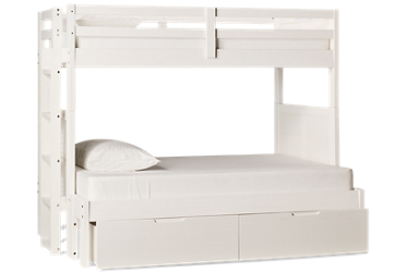 Coastal Twin Over Full Bunk Bed with Underbed Storage - Solid Pine - Louvered Sides - Guard Rails - Modern Coastal Charm