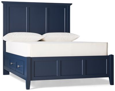 Grace Youth Full Storage Bed - High Paneled Headboard - Four Side Drawers - Transitional Style