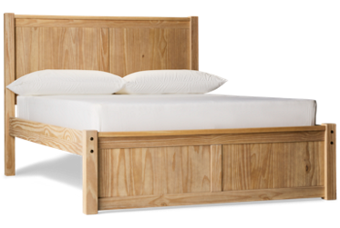 Sandstone Full Platform Bed - Elegant Paneled Design - Natural Wood Finish - Sturdy Square Legs