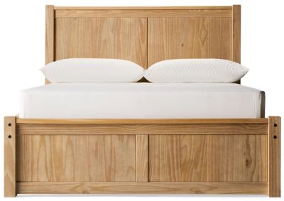 Sandstone Full Platform Bed - Elegant Paneled Design - Natural Wood Finish - Sturdy Square Legs