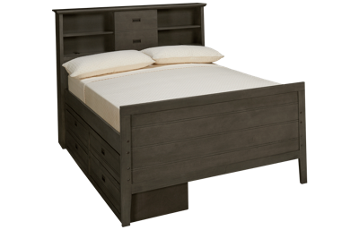 Oak Furniture West Owen Full Bookcase Bed with 4 Drawer Storage