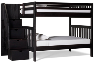Ebony Full Over Full Bunk Bed with Storage Stairs