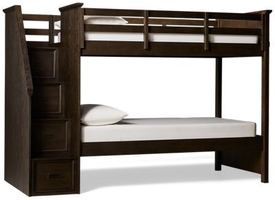 Hanover Twin Over Twin Bunk Bed With Staircase Set - Classic Mission Style - Built-In Storage Drawers