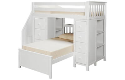 Chester Twin Over Twin Bunk Bed with 2 Dressers and 2 Bookcases