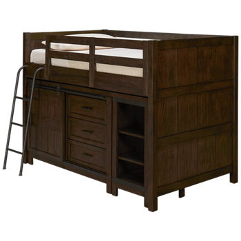 Thornwood Hills Twin Loft Bed with Bookcase and Storage