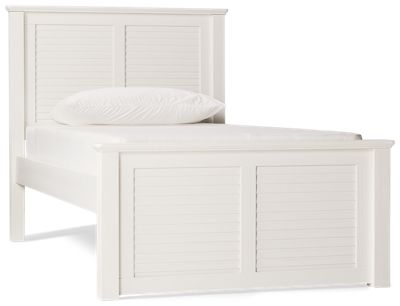 Coastal Twin Cove Platform Bed - Solid Pine - Louvered Headboard and Footboard - Crown Molded Ledges - Modern Coastal Charm