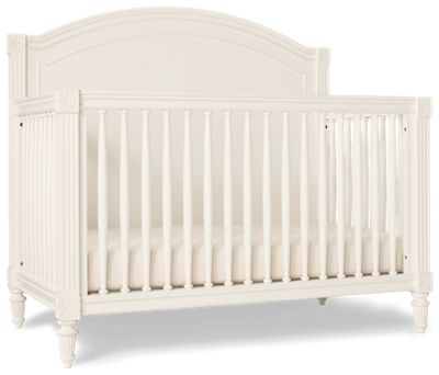 Elsa Crib to Full Bed - Arched Paneled Headboard - Turned Spindle Sides - Convertible Design