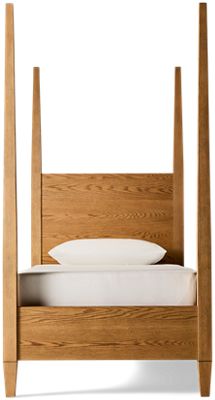 Trisha Yearwood Today's Traditions Twin Poster Bed - Elegant Tall Headboard - Tapered Square Posts - Durable Oak Veneer
