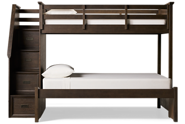 Hanover Twin Over Full Bunk Bed - Storage Staircase - Classic Mission Style - Space Saving