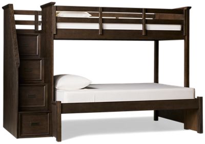 Hanover Twin Over Full Bunk Bed With Staircase - Space-Saving Design - Built-In Storage Drawers
