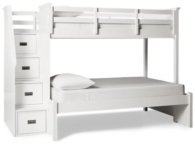 Hanover Twin Over Full Bunk Bed - Storage Staircase - Classic Mission Style - Space Saving