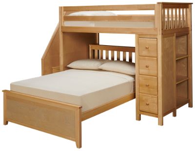 twin loft bed with dresser and bookcase