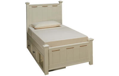 Lake House Twin Low Post Bed with Storage