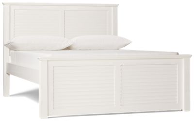 Coastal Full Cove Platform Bed - Solid Pine - Louvered Headboard and Footboard - Crown Molded Ledges - Modern Coastal Charm