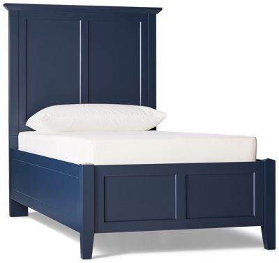 Grace Youth Twin Panel Bed - High Paneled Headboard - Low Paneled Footboard - Transitional Style