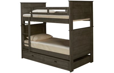 Oak Furniture West Owen Twin Over Twin Bunk Bed with Storage Trundle