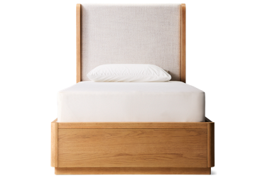 Modena Twin Upholstered Bed - Transitional Style - Plush Upholstered Headboard - Solid Asian Hardwood Construction