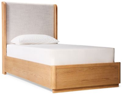 Modena Twin Upholstered Bed - Transitional Style - Plush Upholstered Headboard - Solid Asian Hardwood Construction
