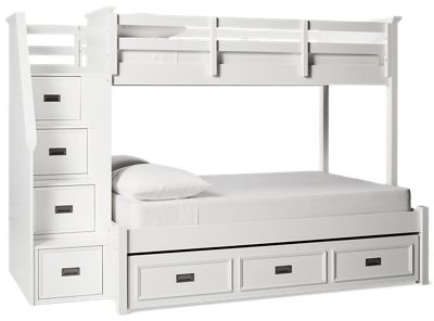 Hanover Twin Over Full Bunk Bed - Storage Staircase - Underbed Trundle - Classic Mission Style
