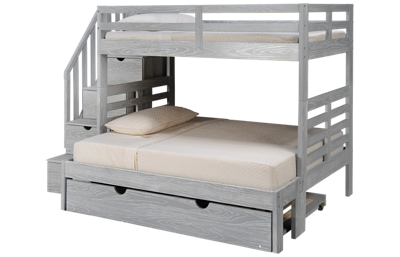 Nate Twin Over Full Bunk Bed with Storage Stairs and Underbed Trundle