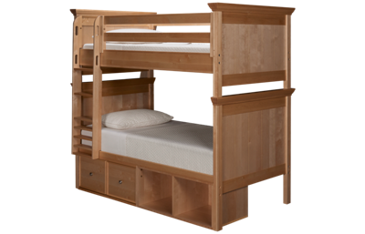 Maxwood Furniture Boston Twin Over Twin Bunk Bed with Storage