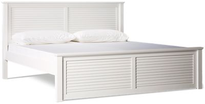 Coastal King Cove Platform Bed - Solid Pine - Louvered Headboard and Footboard - Crown Molded Ledges - Modern Coastal Charm