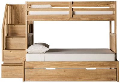 Sandstone Twin Over Full Bunk Bed - Storage Staircase - Convenient Underbed Trundle - Versatile Sleeping Arrangements - Enhanced Safety Guard Rails