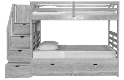 Nate Twin Over Twin Bunk Bed with Storage Stairs and Underbed Storage