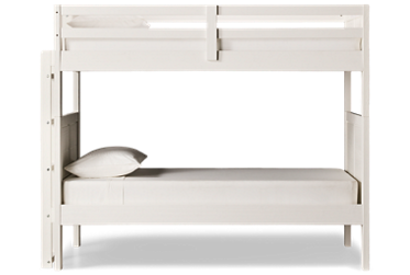 Coastal Twin Over Twin Bunk Bed - Solid Pine - Louvered Sides - Guard Rails - Ladder - Modern Coastal Charm