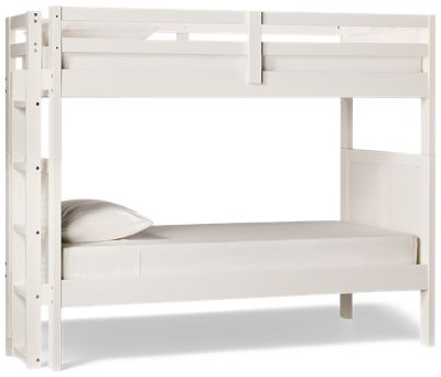 Coastal Twin Over Twin Bunk Bed - Solid Pine - Louvered Sides - Guard Rails - Ladder - Modern Coastal Charm