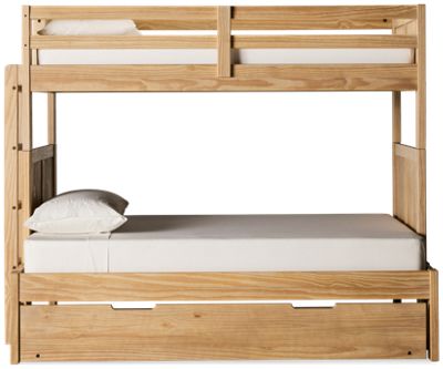 Sandstone Twin Over Full Bunk Bed - Trundle - Sturdy Guard Rails - Convenient Ladder - Versatile Finish