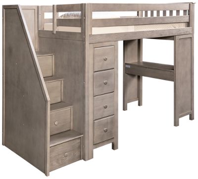 Chester Twin Loft Bed with Dresser, Bookcase and Desk
