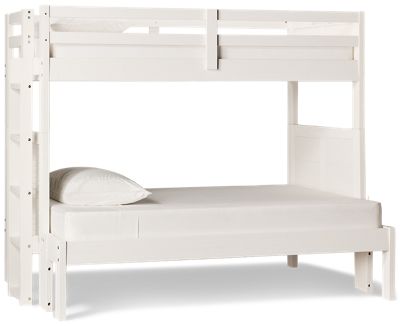 Coastal Twin Over Full Bunk Bed - Solid Pine - Louvered Sides - Ladder and Guard Rails - Modern Coastal Charm