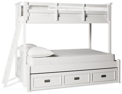 Hampton Twin Over Full Bunk Bed - Side Ladder - Underbed Trundle - Space-Saving - Classic Mission Style
