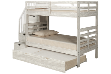 Nate Twin Over Twin Bunk Bed with Storage Stairs and Underbed Trundle