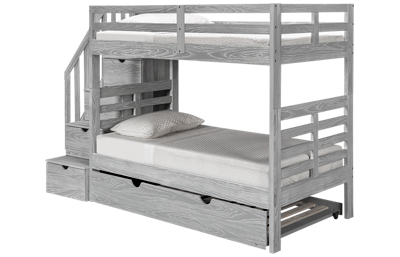 Nate Twin Over Twin Bunk Bed with Storage Stairs and Underbed Trundle
