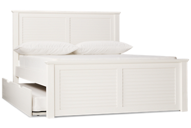 Coastal Full Cove Platform Bed with Trundle - Solid Pine - Louvered Headboard and Footboard - Modern Coastal Charm