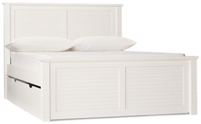 Coastal Full Cove Platform Bed with Trundle - Solid Pine - Louvered Headboard and Footboard - Modern Coastal Charm