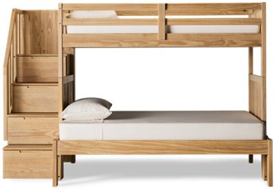 Sandstone Twin Over Full Bunk Bed - Storage Staircase - Versatile Sleeping Options - Enhanced Safety Guard Rails