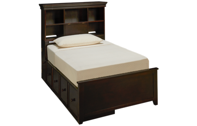 Maxwood Furniture Boston Twin Bookcase Bed with 2 Storage Drawers