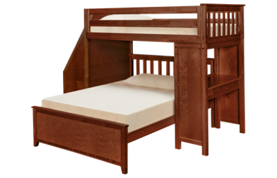 Maxwood Furniture Chester Twin Over Full Loft Bed with Desk