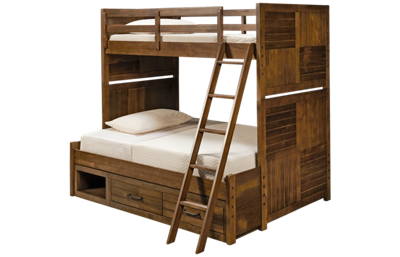 Legacy Classic Summer Camp Twin Over Full Bunk Bed with Storage
